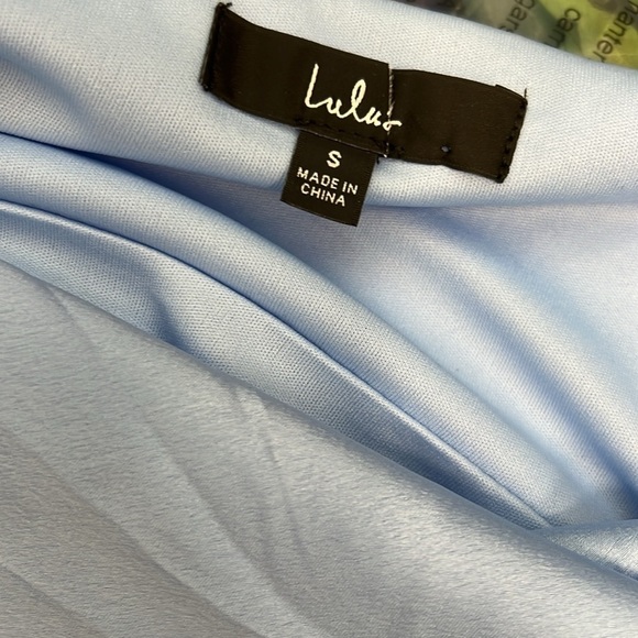 NWOT Formal Invitation Light Blue Satin Cowl Neck Maxi Dress - Picture 7 of 7